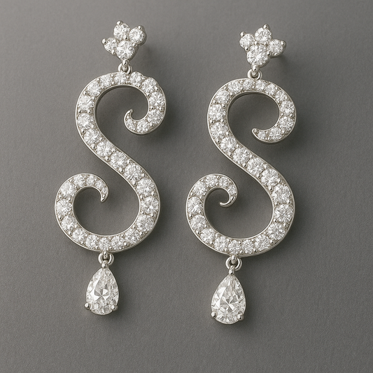 Luxury "S" Initial Diamond Drop Earrings